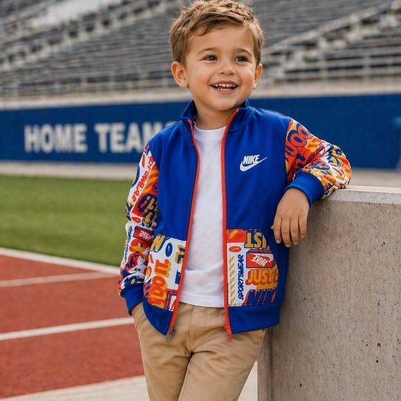 Nike Other - Nike Kids Royal Blue Just Do It Graphic Print Full Zip Track Jacket 3T Boys
